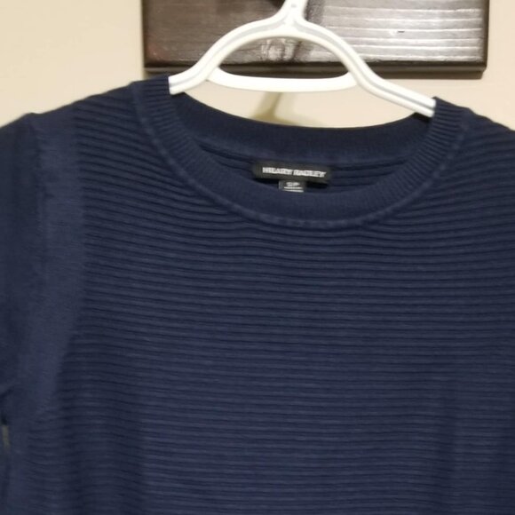 Hilary Radley sweater, shirt tails, Navy White, Small, Preppy Mid weight - Picture 5 of 5
